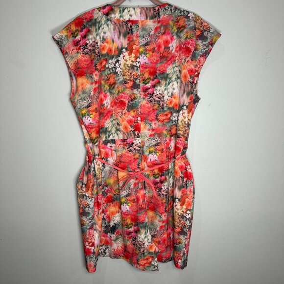 Athleta Marlow Romper Size Large Renewed Bloom Pink Pattern Tie Waist Athleisure - Picture 8 of 11